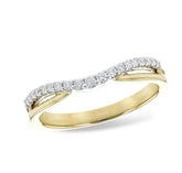 14K Yellow Gold Curved Wedding Band and/or Fashion Ring w/ 0.17cttw of Diamonds